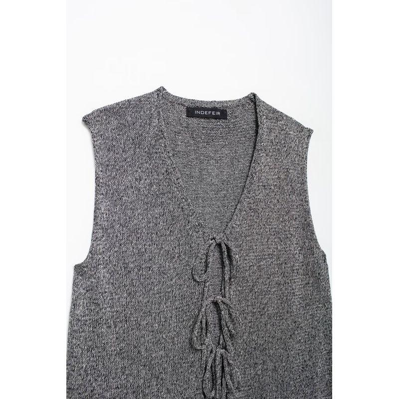 Kaslead New Arrival Women's Clothing Fashion Style Bow Tie Knitting Vest Cardigan Horn Skirt Suit