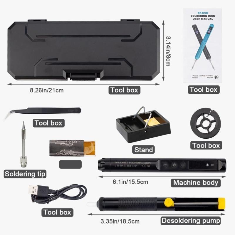 Rechargeable Wireless Soldering Iron Set With Digital Temperature Control And Complete Accessory For Precise Welding Job