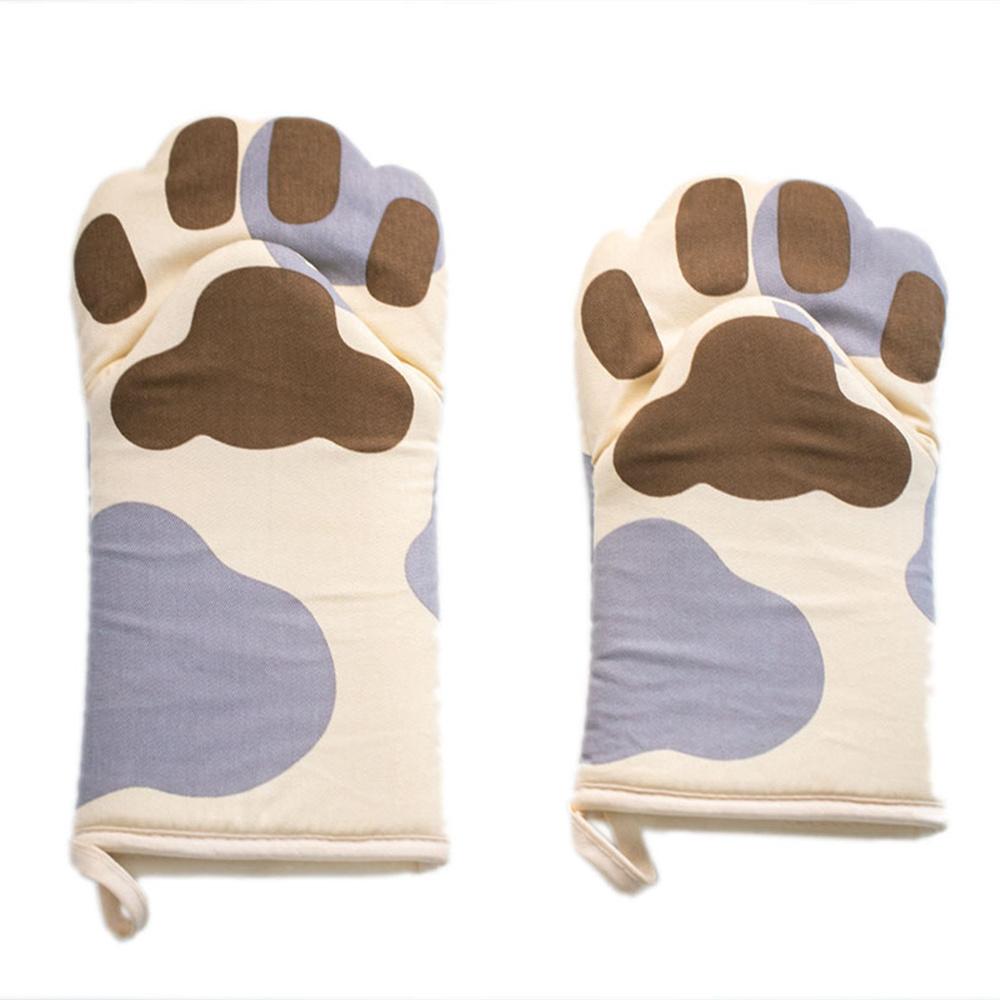 Gloves Cotton Long Cute Cat Paws Insulation Cartoon Animal For Barbecue Cooking Baking Baking Supplies Oven Glove Microwave