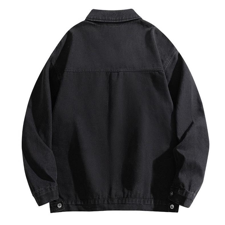 Minimalist Men's Long-sleeved Shirt Fall Denim Jacket Loose Tops Lapel Loose Men's Casual Jacket Men's Models Breathable Work Casual Jacket