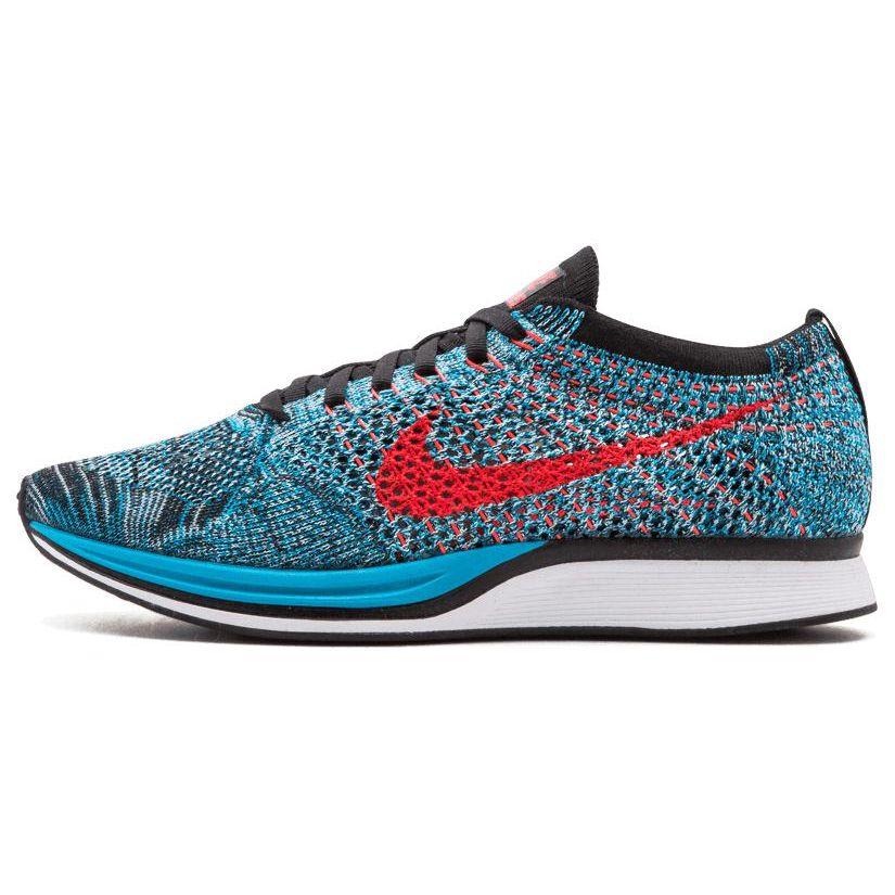 

Nike Flyknit Racer Neo Turquoise Men Sneakers Multi-Color Bright-Crimson 526628-404
