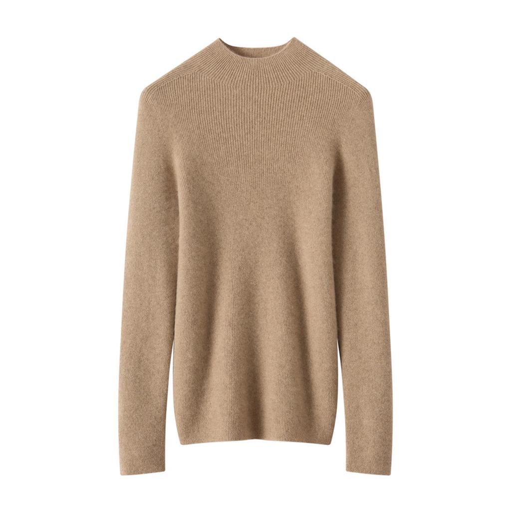 Kangsai Ni Women's Cashmere Slim-Fit Half-High Neck Sweater - 100% Pure Cashmere Knit Base Layer