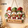 Decorative Christmas Gnome Craft Wooden Hanging Pendant, Cartoon Ornament, Merry Gift for Family Door Sign Home Shop Holiday Party Decoration
