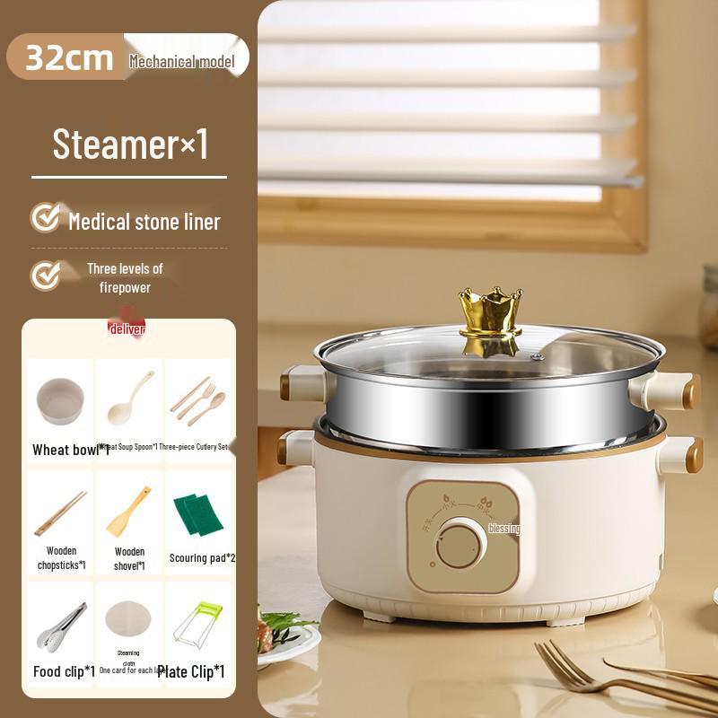 Wielofunkcyjny parowar elektryczny: Stal nierdzewna, Trójwarstwowy, Minutnik, do gotowania na parze, gotowania i duszenia