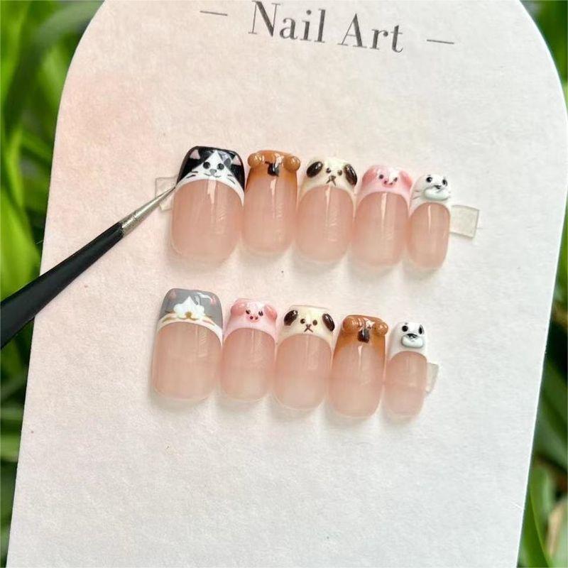 

Носить Ногти Детский Маникюр Девочка Наклейка на Ногти Наклейки для Ногтей Белый Короткий Ручная Работа Студент Средней Длины Длинный Школьник Item No 023 a new Chinese XS