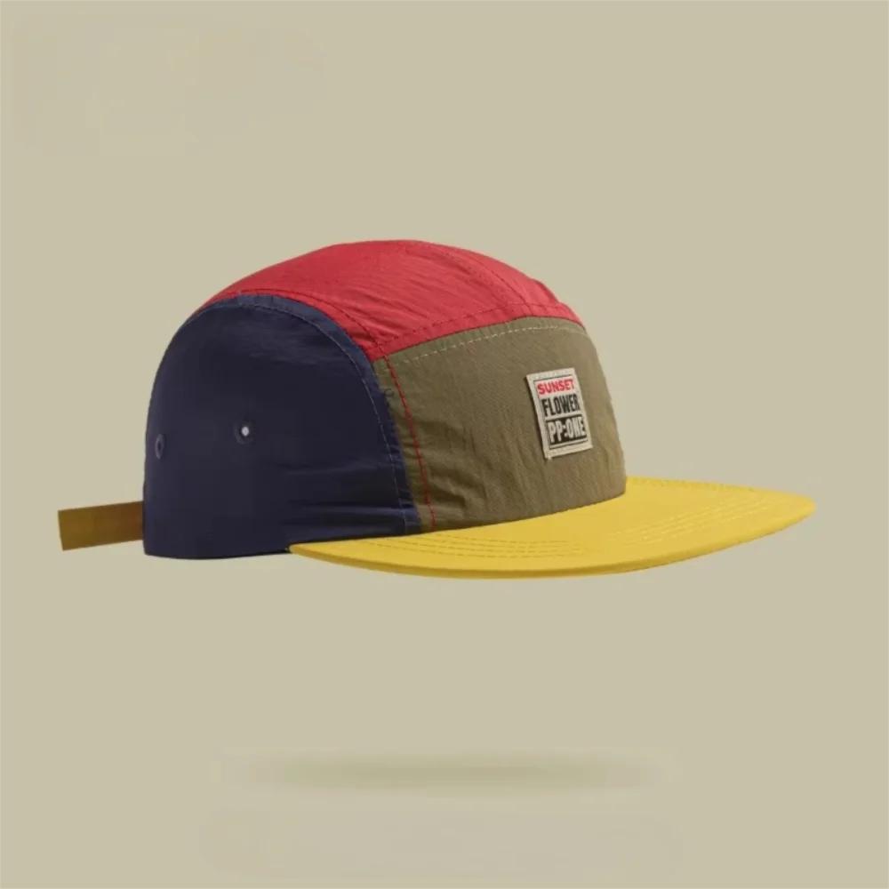 Retro Japanischer Stil Hip-Hop Hüte 5 Panel Dünne Flache Kappe Atmungsaktiv Schnelltrocknend Sonnenschutzhut Unisex
