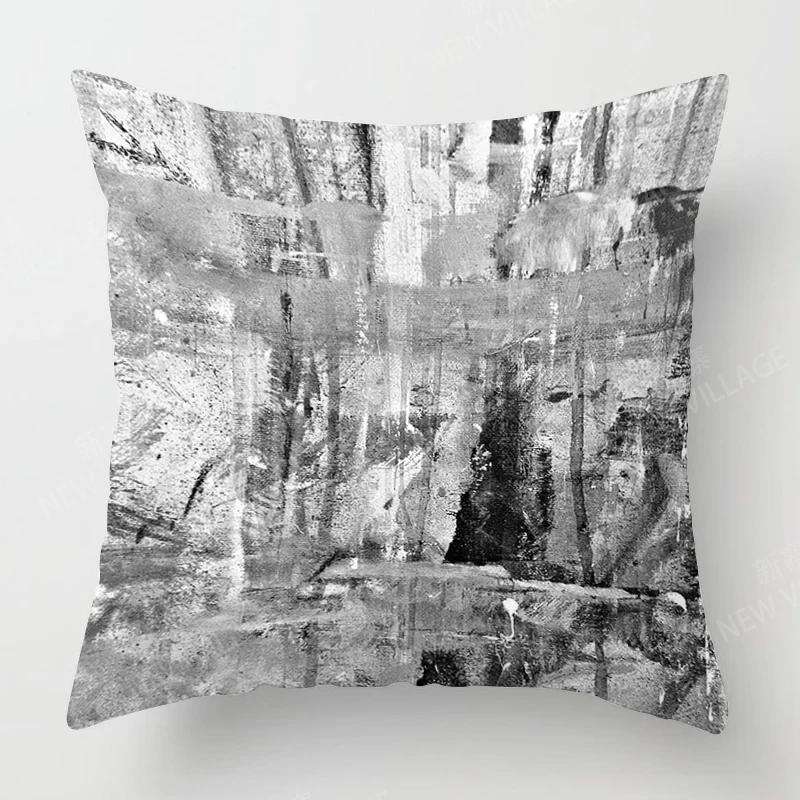 Modern Gray Black Abstract Geometric Cushion Cover Home Decor Pillow Cover Sofa Throw Pillow Cover