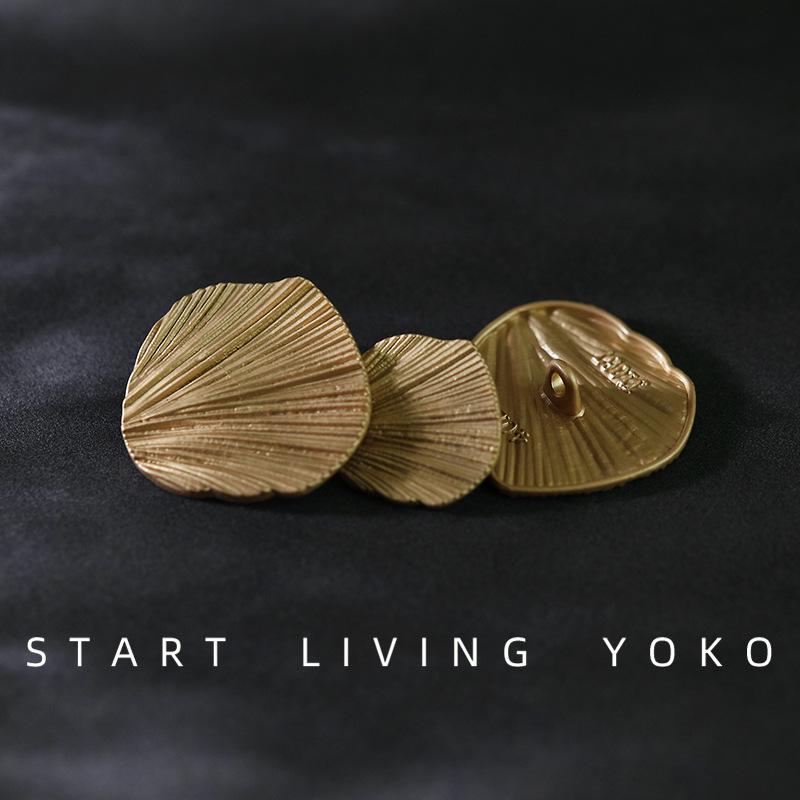 Gold Leaf-Shaped Metal Button for Mori Girl Style Cardigan, Shirt, Jacket, or Coat.