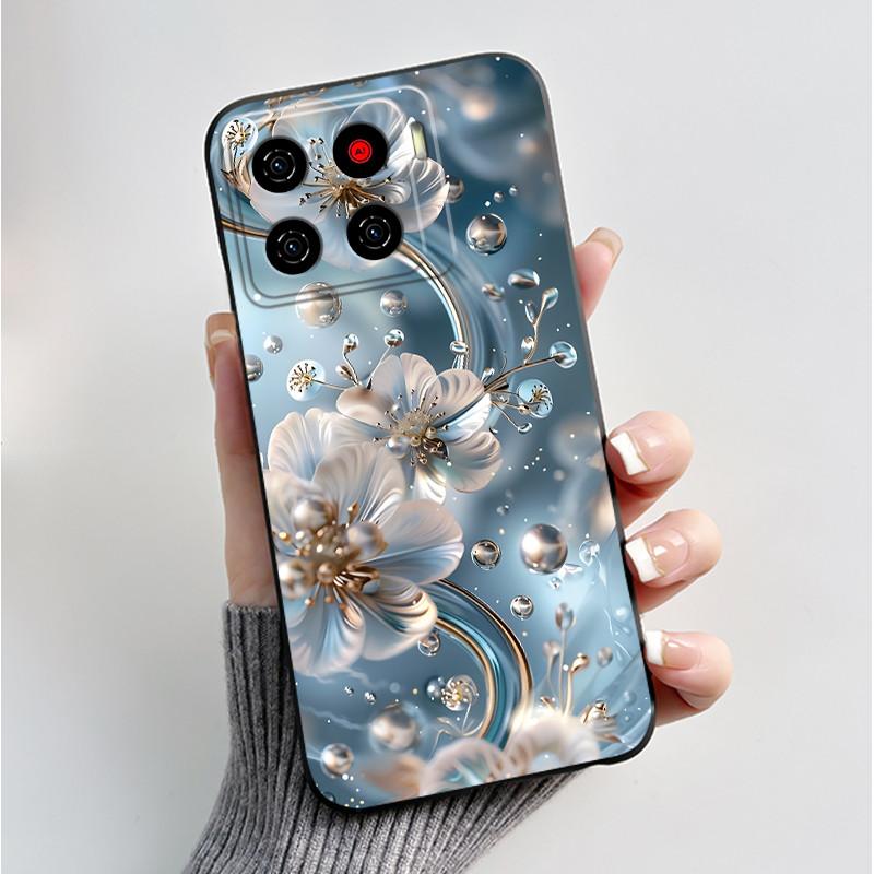Printing Pattern Case For ZTE Blade A56 Z2473 Nubia A56 Soft Silicone Black Shell Cover For Blade A56 Pro Cute Flower Casing
