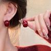 New Year Hot Ankela Red Drip Glaze Ear Clips, High-Grade Autumn Winter Non-Pierced Temperament Earrings
