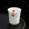 Handmade Floral Embossed Carved Relief Porcelain Tea Cup 80ml Chinese Kungfu Ceramic Cup for Ladies Holiday Gift