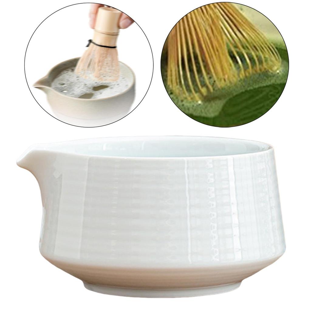 Ceramic Matcha Tea Bowl Japanese Tea Cup 560ml Matcha Accessories with Spout Handmade for Tea Lovers Friends Beginner Gift