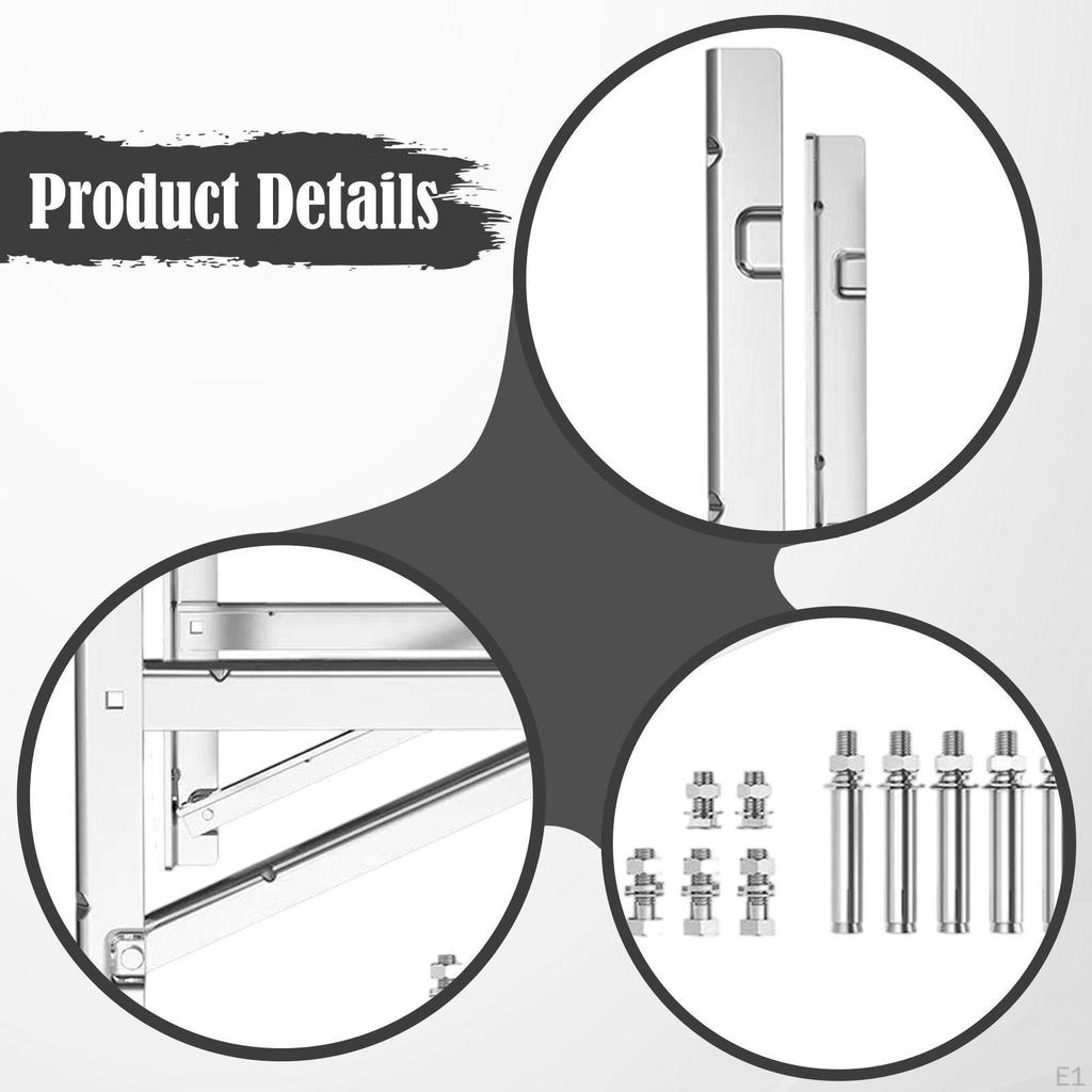 2x Air Conditioner Wall Mounting Brackets Racks Outdoor Stainless Steel Supports for Ductless Mini