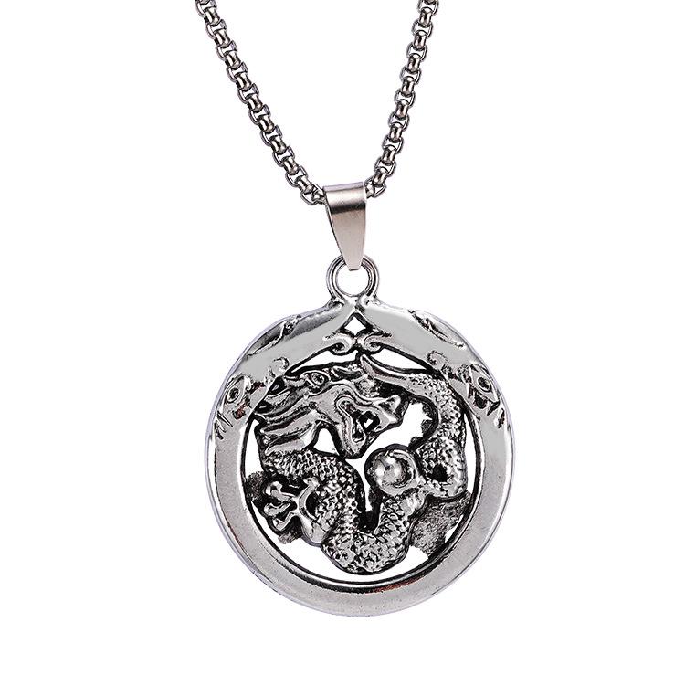 2025 Men's Hip Hop Style Dragon Ball Pendant Necklace, Long Sweater Chain, Stainless Steel