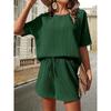 round Neck T-shirt Loose Shorts Set Pure Color Crew Neck T-shirt Loose Shorts Suit