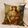 Retro Nordic Mythology Cushion Cover Silky Short Plush Invisible Zipper Dustproof Sofa Pillow Case For Home Decor