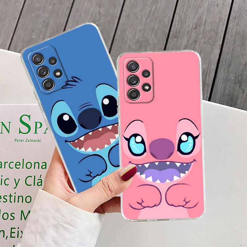 Klare Hülle für Samsung Galaxy A57 A37 A56 A36 A55 A54 A35 A26 A07 A17 A16 A06 A34 A15 Hülle Blau Pink Engel Lilo-Stitch Cartoon