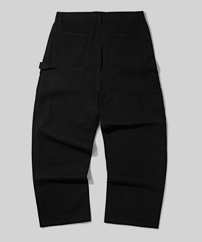 Beodeonteu Double Layer Carpenter Wide Cotton Pants [Black]