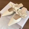 Fashion Sweet Butterfly-knot Low-heeled Slippers Women Elegant Pointed Toe Slingback Slide Sandals Comfort Concise Designer Office Shoes