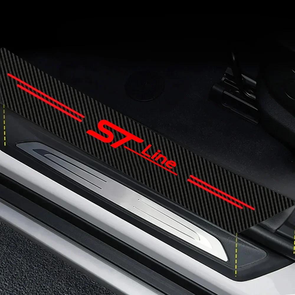 Rdxbt6 for Ford STline Carbon Fiber Car Rear Bumper Guard Protector Sticker Auto Accessory with Emblem Front Door Sill Threshold Cover