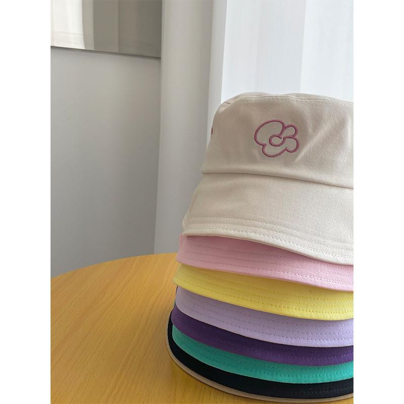 Sweet Embroidered Floral Cotton Bucket Hat For Women Breathable Short Brim Design