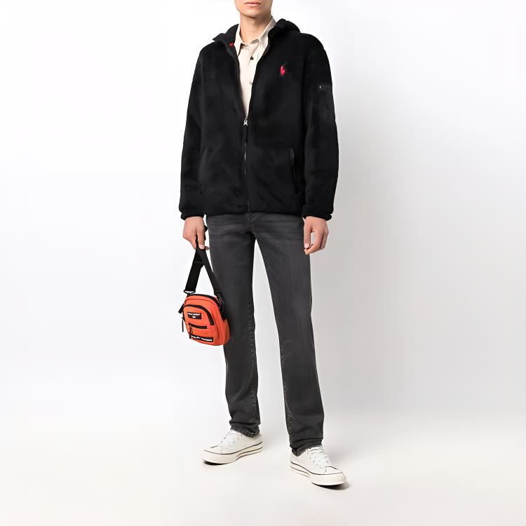 Polo Ralph Lauren FW21 Logo Embroidered Solid Color Hooded Jacket Men Jackets Black 710852514-002