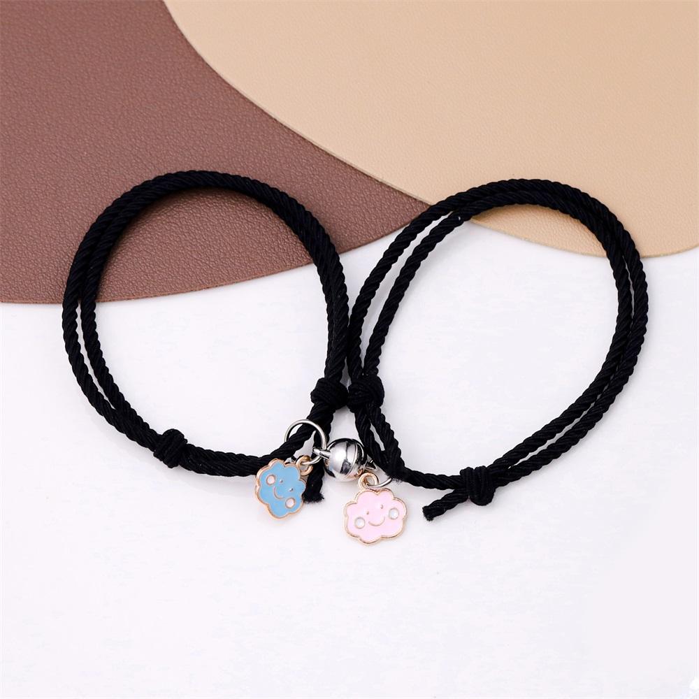 Band Couple Bracelet Magnet Paired Rubber for Lovers Distance Bracelet Women Men Braided String Bracelet Friendship Jewelry Gift