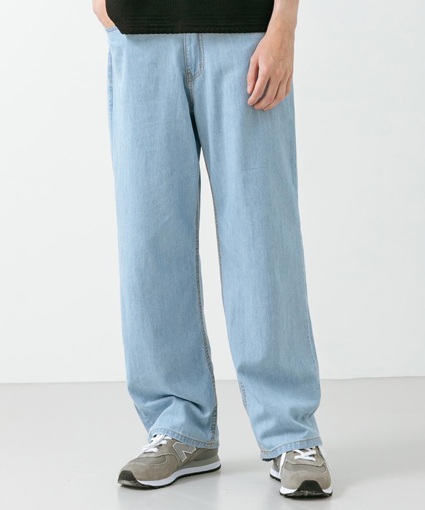MINIMALCODE Easy Wide Light Linen Denim Pants Light Blue