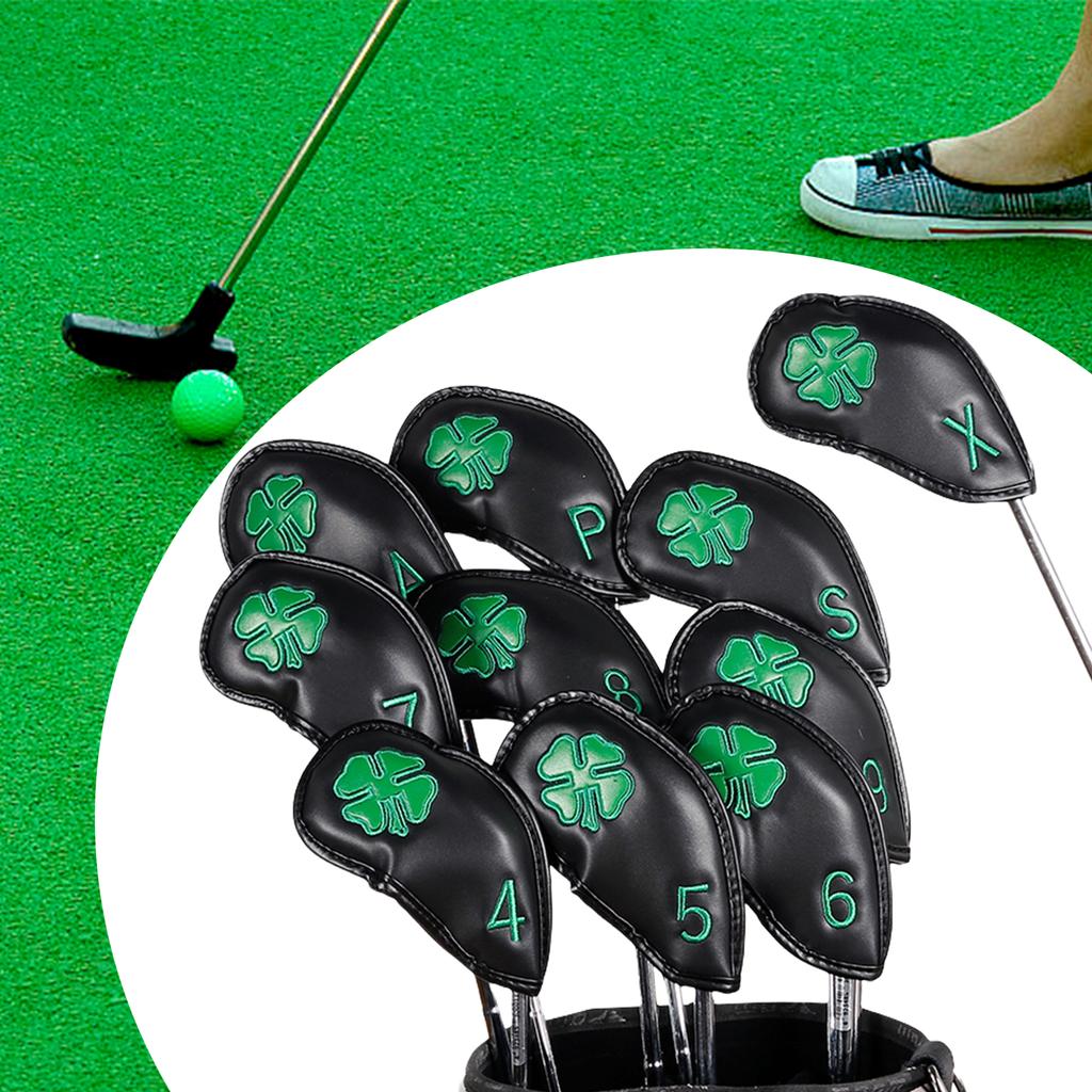 10Pcs PU Leather Golf Iron Club Head Cover Wedges Iron Club Protective Headcover Putter Protector Golf Supplies