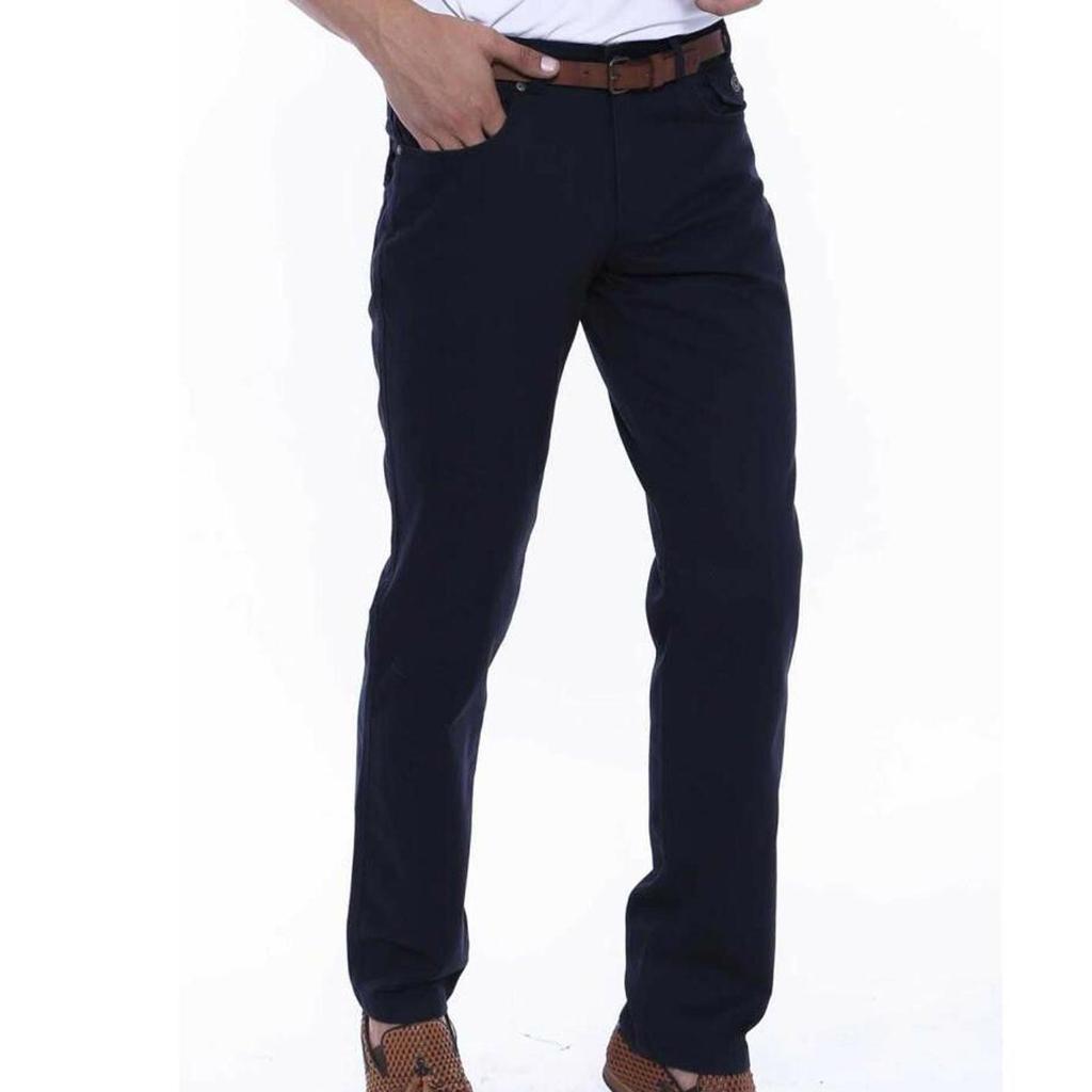 Navy Blue Suede Pants kjøp billig 