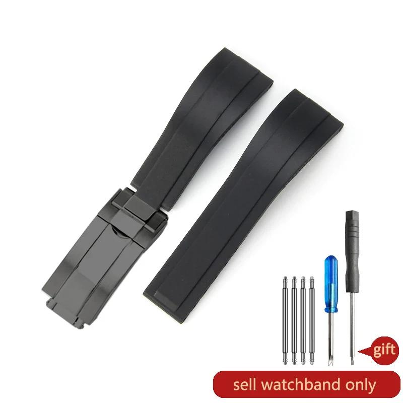 Paski do zegarka Daytona Yacht Log Czarny Zielony Water Ghost Zakrzywione zakończenie 20mm Silikonowy Wypukły Interfejs Czerwony Niebieski Pasek do zegarka