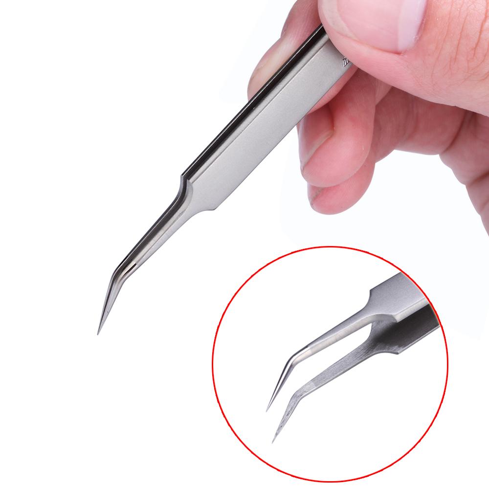 Stainless Steel Precision Tweezers Pointed Curved Tweezers Pinzas Forceps Phone Repair Tools
