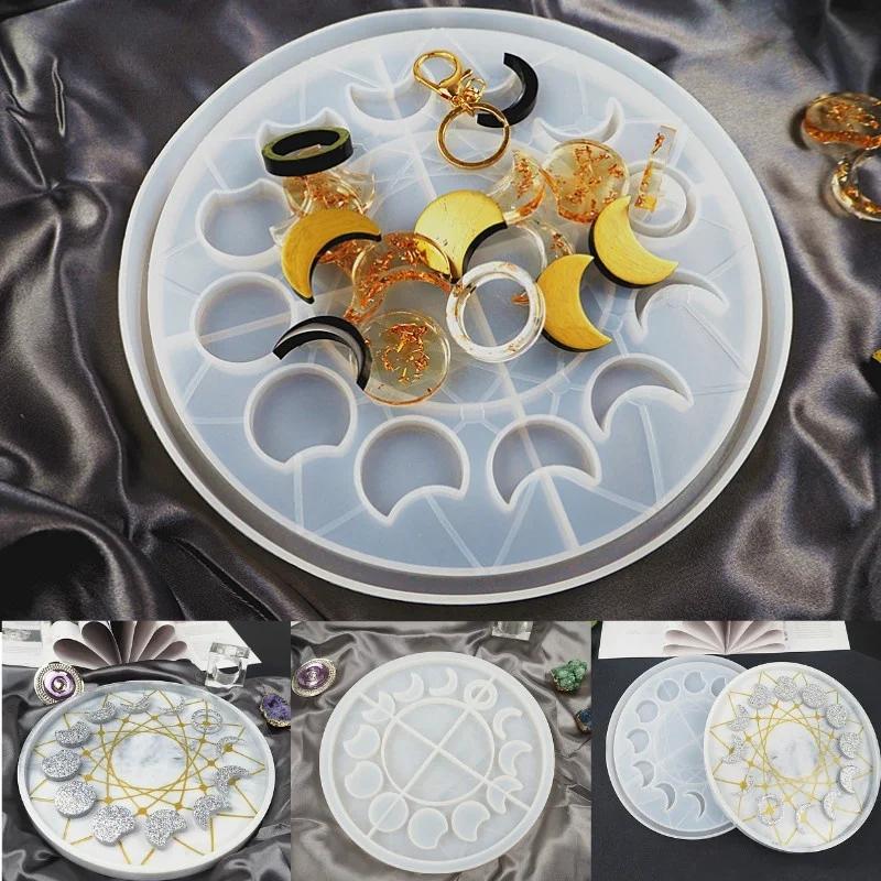 New DIY Crystal Glue Mold Lunar Eclipse Moon Phase Ornament Plate Star Moon Clock Dial Silicone Mold Set