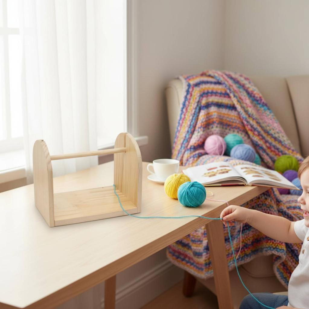 Yarn Spool Rack Knotsnag-resistantFree Wooden Yarn Holder Crafting Supply Sturdy Wood Even Rotation for Crocheters