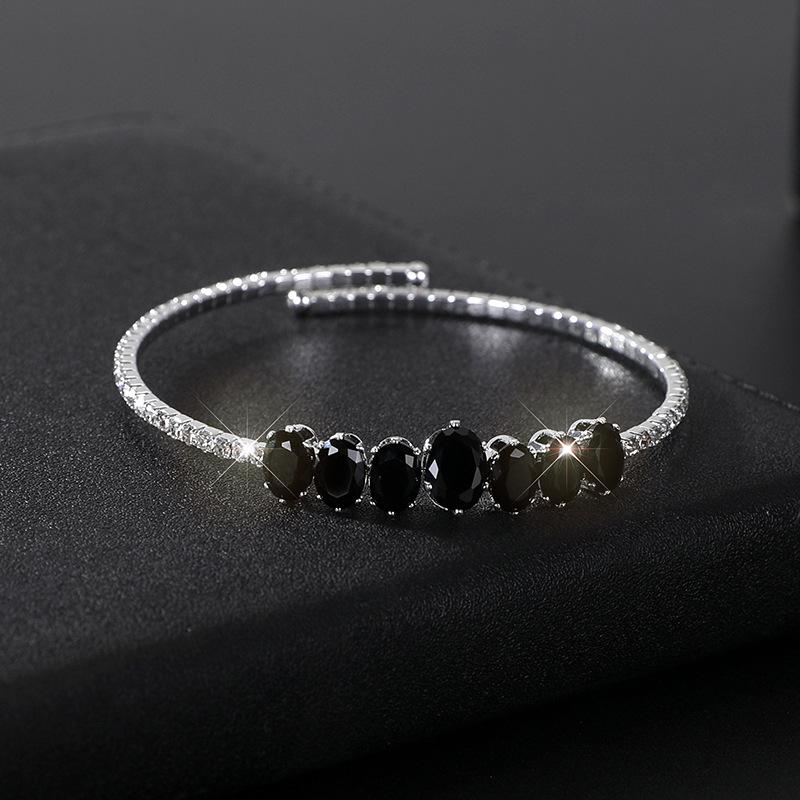 Offenes einreihiges und zweireihiges Strassarmband, Brautfarbe elastisch verstellbares Zirkonarmband Armschmuck