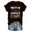 "Pretty In Pink, Dangerous In Camo" Print Women Casual All-Season Crew Neck Tee