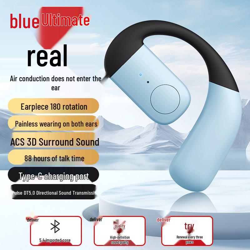 In-Ear Bone Conduction Wireless Bluetooth Headphones: Sweatproof, Ultra-Long Battery, for Running & Sports, Compatible with Apple & Android.