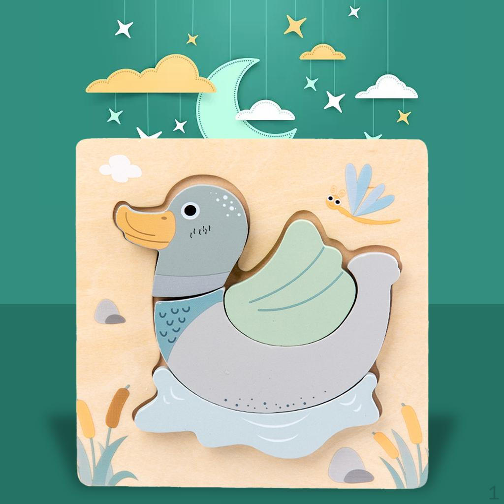 Animal Wooden Puzzle, Children  puzzle children toys Years Old Boys and Girls Educational duckling