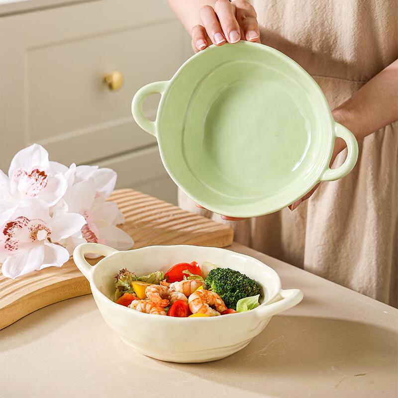 ZISIZ Retro Irregular Double-Handled Ceramic Soup Bowl