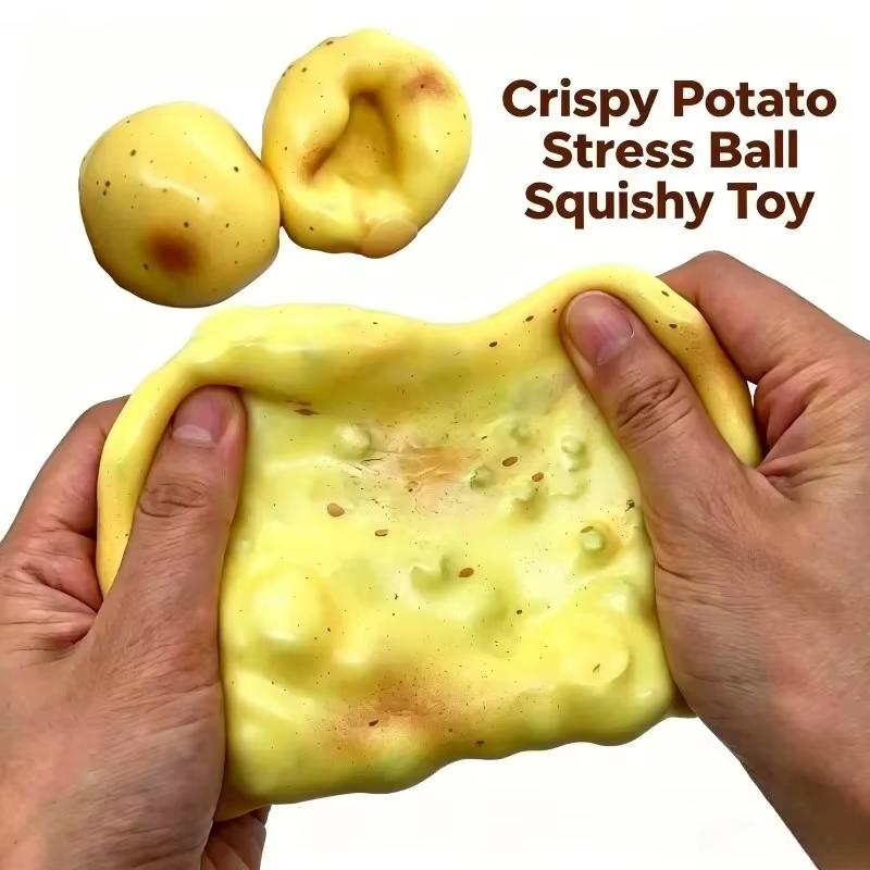Crunchy Squishy Potato Stress Ball Fidget Toy Crispy Potato Squishy Squeeze Ball Handmade Round Blocks Filled Asmr For Adult