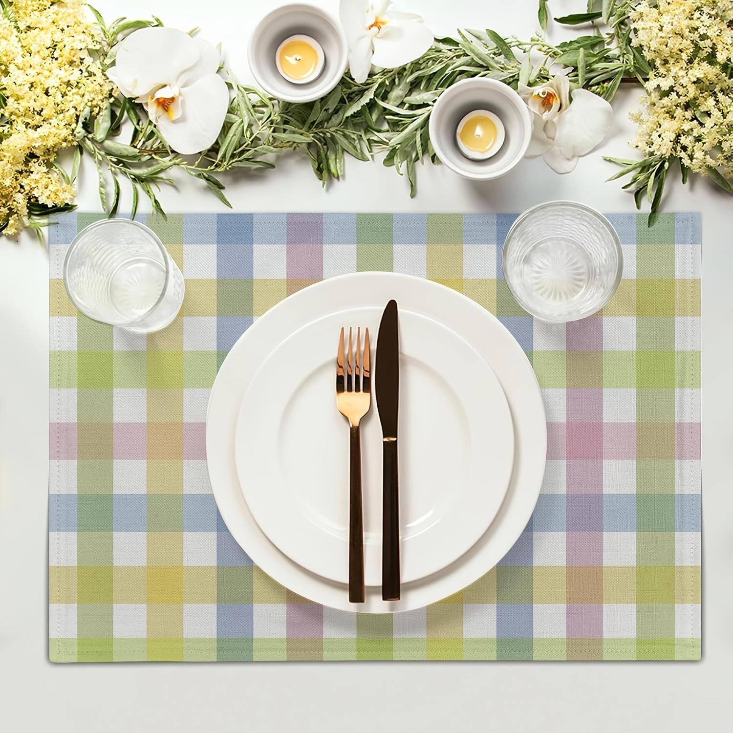 

4pc Spring Easter Placemats Colorful Placemats For Dinner Table Decoration Accessories Linen Fabric Table Mat 30X40CM 30x45cm-4PC