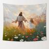 Inspirational Jesus and Child Tapestry Religious Wall Hanging Christian Spiritual Art Boho Bohemian Polyester Decoration for Hom