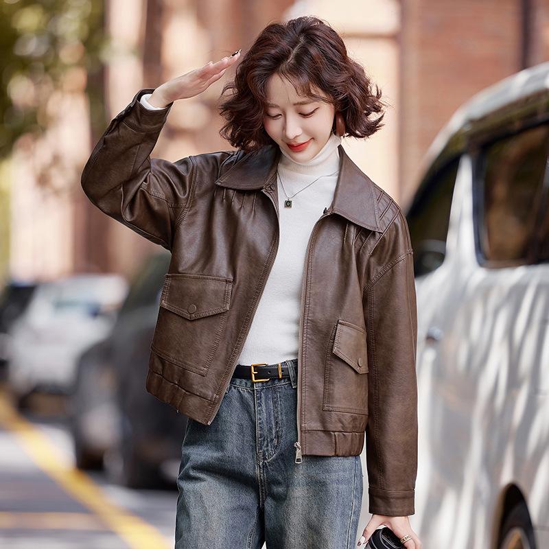 

Повседневная кожаная куртка флисовая куртка женская зимняя одежда новая мода короткий локомотивный кожаный топ 2XL