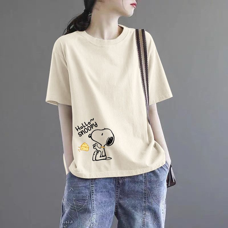 Brand Discount Store Genuine Goods Women Clothes Pure Cotton Short Sleeve Top Plus Size Loose Casual Print Summer T-shirt Tide