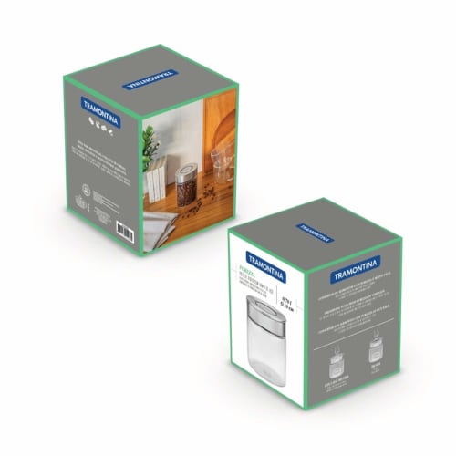 TRAMONTINA Airtight Food Storage Container (Glass Container with Stainless Steel Lid) 0.7L, Prezza, Heat-Resistant Glass