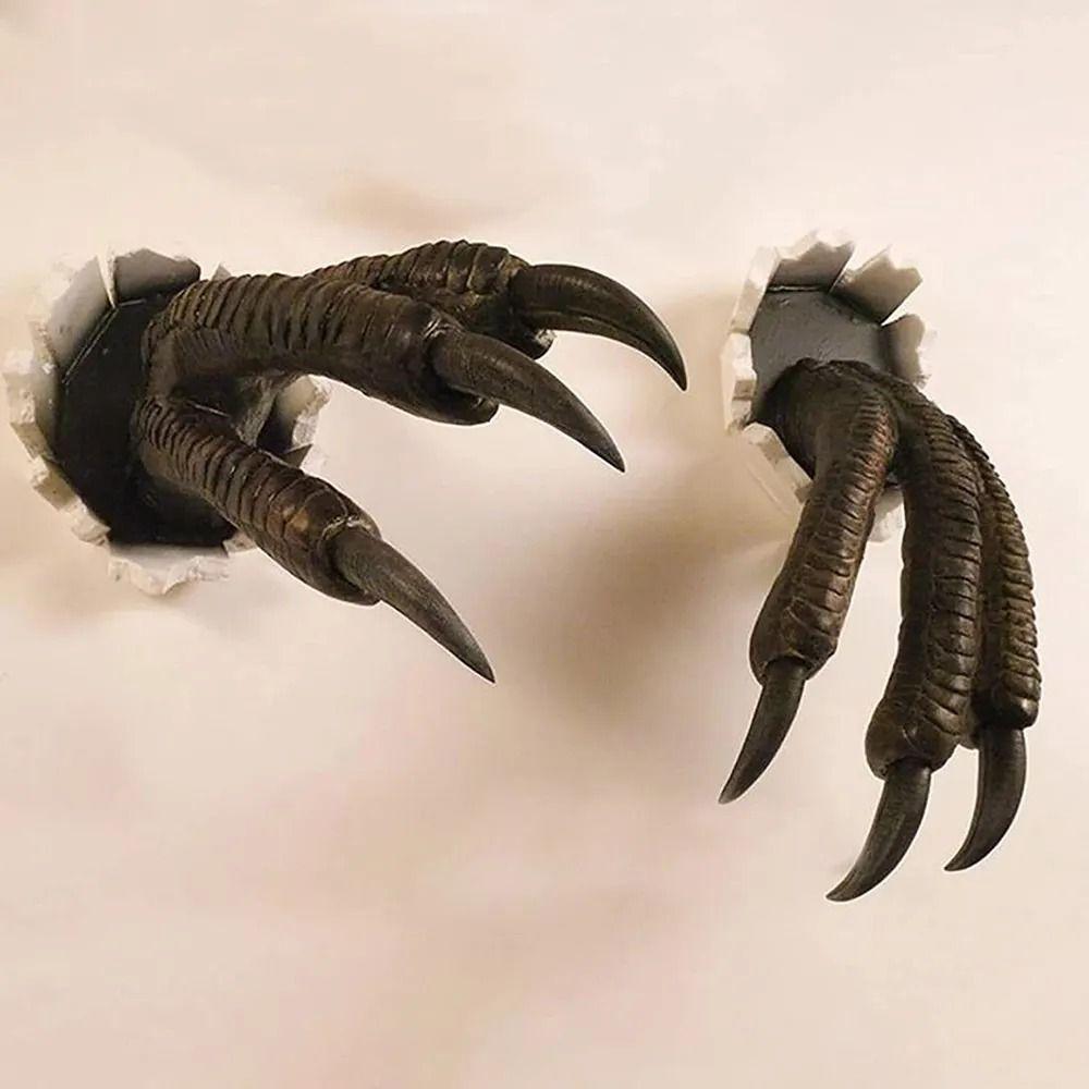 3Pcs/set Realistic Wall-Broken Velociraptor Statues Resin Jurassic T-REX Wall Sculpture Home Decor