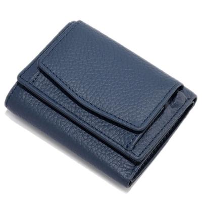 Grooblue Women's Compact Tri-Fold Wallet with Coin Purse, Genuine Leather, Slim, Lightweight, Cute, Easy To Use, Anti-Skimming, Gift, Blue