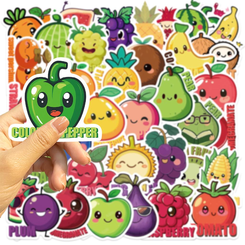 50 Cartoon Cute Fruit Doodle Stickers Decorate Guitar Notebook Suitcase DIY Waterproof