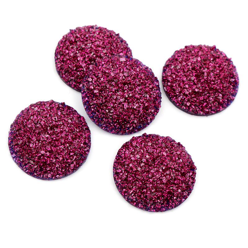 

New Fashion 10pcs 20mm 25mm Mix Colors Natural ore Style Flat back Resin Cabochons For Bracelet Earrings accessories 20mm темно-червоний колір