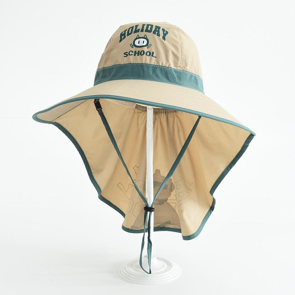 Children's Wide-Brim Sun Hat with Neck Protection, Windproof Outdoor Cap for Boys and Girls